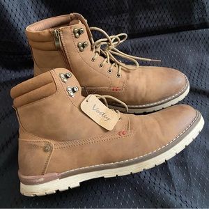 VOSTEY Men's Chukka Boots - Leather Ankle Boots For Motorcycle, Casual & Hiking - Size 14 Grey - View #4